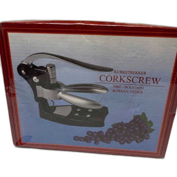 Corkscrew Wine Opener Lever Style Set with Foil Cutter New Kitchen Gift Ready - Picture 1 of 6